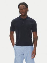 Lindbergh Polo 30-404263 Granatowy Relaxed Fit. Niebieskie koszulki polo Lindbergh, m, bez wzorów, z bawełny, bez kołnierzyka, bez ramiączek. Za 139.99 zł.