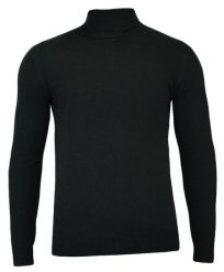 Golf Czarny, Męski Elegancki - Brave Soul - 100% BAWEŁNA. Czarne golfy Brave Soul, l, bez wzorów, z bawełny, bez ramiączek. Za 119.00 zł.