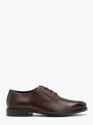 Ciemnobrązowe eleganckie półbuty męskie THOMAS. Brązowe eleganckie półbuty Ryłko, bez wzorów, ze skóry, bez obcasa, bez zapięcia. Za 449.99 zł.