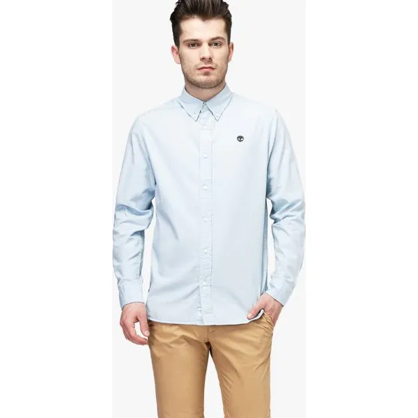 Timberland Koszula Ls Wellfleet Solid Oxford , niebieski, rozmiar M. Niebieskie koszule Timberland, m, bez wzorów, z materiału, bez kołnierzyka, bez ramiączek. W wyprzedaży za 229.99 zł.