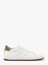 Białe półbuty sportowe na dwukolorowym spodzie CLEMENT. Białe eleganckie półbuty Ryłko, bez wzorów, ze skóry, bez obcasa, bez zapięcia. Za 429.99 zł.