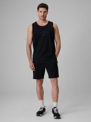 4F Spodenki dresowe męskie - czarne L. Czarne krótkie spodenki sportowe 4F, l, bez wzorów, z dresówki. Za 99.99 zł.