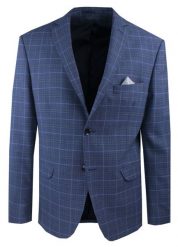 Lekka, Wełniana Marynarka - MEN'SFIELD - Granatowa, w Kratkę. Niebieskie garnitury MEN'SFIELD, na co dzień, m, bez wzorów, z materiału, eleganckie. Za 675.00 zł.