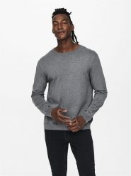 ONLY & SONS Sweter w kolorze szarym rozmiar: XXL. Szare swetry nierozpinane Only & Sons, xxl, bez wzorów, ze splotem, bez kołnierzyka, bez ramiączek. Za 61.60 zł.