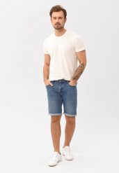 Szorty jeansowe, Comfort Fit, E-MEAR. Niebieskie szorty Volcano, m, bez wzorów, z elastanu. Za 159.99 zł.