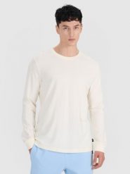 4F Longsleeve oversize gładki męski - biały L. Białe koszulki z długim rękawem 4F, l, bez wzorów, z bawełny, bez ramiączek. W wyprzedaży za 49.99 zł.