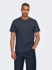 ONLY & SONS Koszulka w kolorze granatowym rozmiar: L. Niebieskie bezrękawniki Only & Sons, l, bez wzorów, z bawełny, bez kołnierzyka, bez ramiączek. Za 43.88 zł.