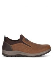 Rieker Półbuty 03650-24 Brązowy. Brązowe eleganckie półbuty Rieker, bez wzorów, z materiału, bez obcasa, bez zapięcia. Za 369.99 zł.