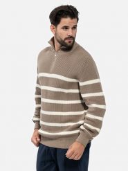 KEY LARGO Sweter "Pilot" w kolorze szarobrązowo-kremowym rozmiar: 3XL. Brązowe swetry nierozpinane Key Largo, xl, bez wzorów, z bawełny, bez kołnierzyka, bez ramiączek. Za 96.83 zł.