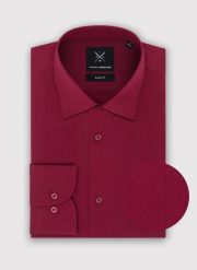 PAKO LORENTE – Burgundowa koszula męska długi rękaw. Czerwone koszule Pako Lorente, m, bez wzorów, z bawełny, bez kołnierzyka, bez ramiączek. Za 199.99 zł.