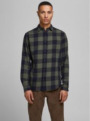 Jack&Jones Koszula 12181602 Zielony Slim Fit. Zielone koszule Jack&Jones, l, bez wzorów, z bawełny, bez kołnierzyka, bez ramiączek. Za 119.99 zł.