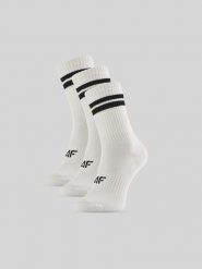 4F Skarpetki długie (3-pack) męskie - czarno-białe 39-42. Białe skarpety 4F, bez wzorów, prążkowane. Za 69.99 zł.