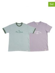 The Time of Bocha Koszulki (2 szt.) w kolorze turkusowym i fioletowym rozmiar: XXL. Różowe bezrękawniki The Time of Bocha, xxl, bez wzorów, z bawełny, bez kołnierzyka, bez ramiączek. Za 86.99 zł.