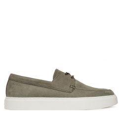Półbuty Calvin Klein. Zielone eleganckie półbuty CALVIN KLEIN, bez wzorów, bez obcasa, bez zapięcia. Za 345.99 zł.