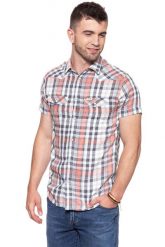 KOSZULA MĘSKA KRÓTKI RĘKAW WRANGLER SS WESTERN SHIRT GLOW ORANGE W5A246D48 112129999. Pomarańczowe koszule Wrangler, m, bez wzorów, bez kołnierzyka, bez ramiączek. W wyprzedaży za 59.99 zł.