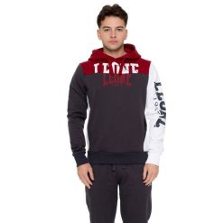 Herren-Winter-Kapuzenpullover zum Überziehen mit Large Leone 1947 Color Block. Szare bluzy LEONE 1947 APPAREL, bez wzorów, z bawełny, bez kaptura. W wyprzedaży za 169.09 zł.