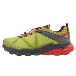 Buty Aku Flyrock Gore-tex 698704 zielone. Zielone buty turystyczne bez wzorów, z gore-texu, bez zapięcia, wspinaczkowe, gore-tex. Za 733.19 zł.