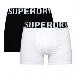 Bokserki z bawełny organicznej Superdry Dual Logo (x2). Białe bokserki Superdry, m, bez wzorów, z bawełny. Za 126.90 zł.