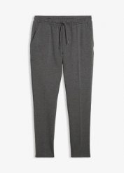 Eleganckie spodnie z dodatkiem stretchu, z wygodnym pasem, slim fit. Szare eleganckie spodnie bonprix, m, z dżerseju, eleganckie. Za 129.99 zł.