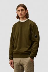 C.P. COMPANY Zielona męska bluza Crew Neck. Zielone bluzy C.P. Company, m, bez wzorów, z bawełny, bez kaptura. W wyprzedaży za 629.99 zł.