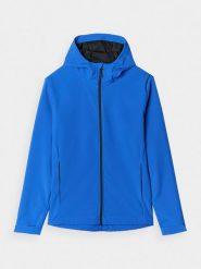 4F Kurtka softshell wiatroodporna membrana 5000 męska - niebieska XXL. Niebieskie kurtki 4F, na zimę, m, bez wzorów, z dzianiny, z kapturem. W wyprzedaży za 139.99 zł.