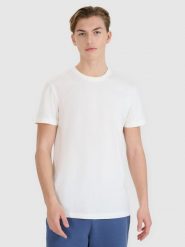 4F T-shirt regular z nadrukiem męski - biały XL. Białe t-shirty 4F, m, bez wzorów, z bawełny, bez kołnierzyka, bez ramiączek. W wyprzedaży za 39.99 zł.