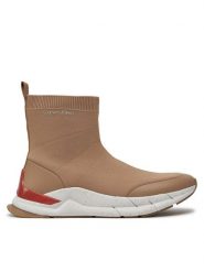 Calvin Klein Sneakersy Sockboot Runner HM0HM01241 Beżowy. Brązowe buty sportowe casual CALVIN KLEIN, bez wzorów, z materiału, bez zapięcia. Za 799.99 zł.