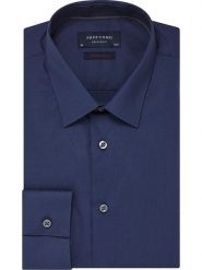 PROFUOMO Koszula - Super Slim fit - w kolorze granatowym rozmiar: 40. Niebieskie koszule PROFUOMO, bez wzorów, z bawełny, bez kołnierzyka, bez ramiączek. Za 170.95 zł.