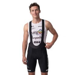 Męskie krótkie spodenki kolarskie z szelkami Burgos Burpellet BH x Siroko Siro. Czarne spodenki rowerowe SIROKO, l, bez wzorów, z materiału, rowerowe. Za 346.00 zł.