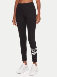 Reebok Legginsy Willow RK25082CCW Czarny Slim Fit. Czarne eleganckie półbuty Reebok, bez wzorów, z bawełny, bez obcasa, bez zapięcia. Za 74.99 zł.