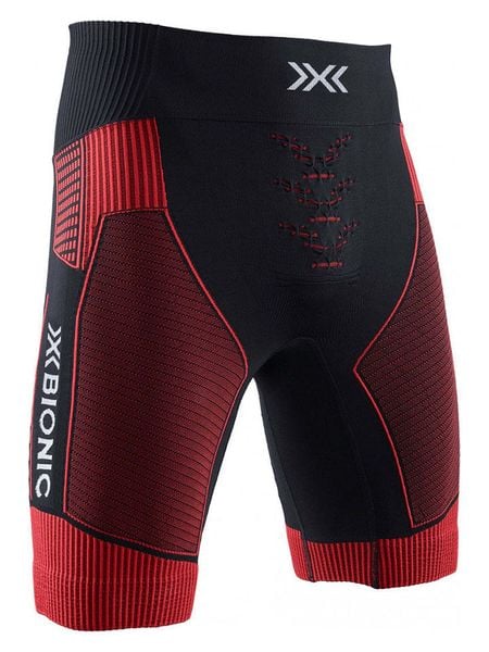X-Bionic Bermudy "Running Effektor G2" w kolorze czarno-czerwonym do biegania rozmiar: S. Czarne szorty X BIONIC, s, bez wzorów. Za 270.39 zł.