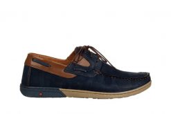 Półbuty Bayla-081 972 Juma Blue AX 081127, Granatowy, Skóra naturalna - 40. Niebieskie eleganckie półbuty Bayla, bez wzorów, z nubiku, bez obcasa, bez zapięcia. W wyprzedaży za 242.10 zł.
