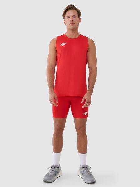 4F Legginsy krótkie treningowe męskie - czerwone XS. Czerwone legginsy długie sportowe 4F, m, bez wzorów, z dzianiny, do biegania. Za 109.99 zł.