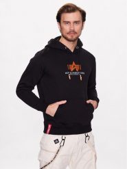 Alpha Industries Bluza Basic 178312RB Czarny Regular Fit. Czarne bluzy Alpha Industries, m, bez wzorów, z bawełny, bez kaptura. Za 209.99 zł.