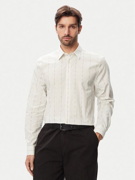 Guess Koszula M6RH71 WK001 Biały Regular Fit. Białe koszule Guess, l, z aplikacjami, z bawełny, bez kołnierzyka, bez ramiączek. Za 394.99 zł.