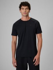 4F Koszulka treningowa szybkoschnąca męska - czarna XL. Czarne t-shirty 4F, m, bez wzorów, z tkaniny, bez kołnierzyka, bez ramiączek. Za 129.99 zł.