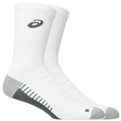 Skarpetki sportowe dla dorosłych Performance Run Crew Sock. Białe skarpety ASICS, bez wzorów, z elastanu. Za 89.99 zł.