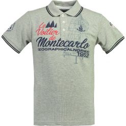 Koszulka polo "Katche" w kolorze szarym. Koszulki polo marki Geographical Norway Men, z haftami, z bawełny, polo, z krótkim rękawem. W wyprzedaży za 86.95 zł.