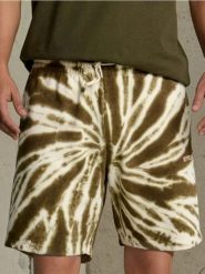 Szorty tie-dye - khaki. Brązowe krótkie spodenki sportowe Sinsay, l, bez wzorów. W wyprzedaży za 13.99 zł.
