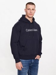 Calvin Klein Bluza Hero K10K111345 Granatowy Regular Fit. Niebieskie bluzy CALVIN KLEIN, m, bez wzorów, z bawełny, bez kaptura. Za 259.99 zł.