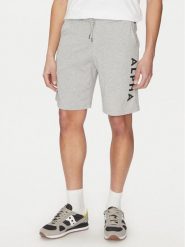 Alpha Industries Szorty sportowe 116366 Szary Regular Fit. Szare krótkie spodenki sportowe Alpha Industries, m, bez wzorów, z bawełny. Za 169.99 zł.