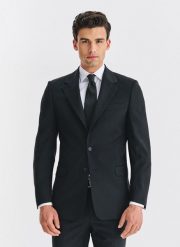 PAKO LORENTE - Wełniana czarna marynarka garniturowa. Czarne garnitury Pako Lorente, do pracy, bez wzorów, z wełny. Za 1,699.99 zł.