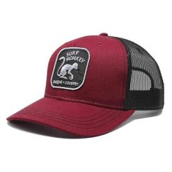Czapka trucker 6-panelowa / Jeden rozmiar (Bordowy/Czarny). Czerwone czapki z daszkiem SURF MONKEY, z aplikacjami, z bawełny. Za 159.95 zł.