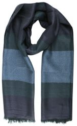 Lekki Szalik Wiosenno-Jesienny - Teer -Niebiesko-Granatowe Pasy. Niebieskie szaliki Teer, bez wzorów, z materiału. Za 45.00 zł.