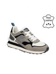 Bullboxer Skórzane sneakersy w kolorze szarym rozmiar: 43. Szare buty sportowe casual Bullboxer, bez wzorów, ze skóry, bez zapięcia. Za 232.78 zł.