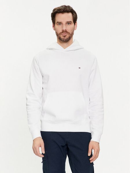 Tommy Hilfiger Bluza Flag Logo MW0MW34266 Biały Regular Fit. Białe bluzy Tommy Hilfiger, m, bez wzorów, z bawełny, bez kaptura. Za 239.99 zł.