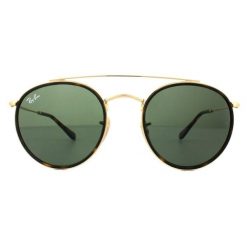 Okulary przeciwsłoneczne Ray-Ban Round Double Bridge. Zielone okulary przeciwsłoneczne Ray-Ban, okrągłe. Za 629.99 zł.