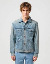 WRANGLER MĘSKA KURTKA JEANSOWA JEANS 124MJ RATTLESNAKE 112350475. Kurtki Wrangler, m, bez wzorów, z jeansu, bez kaptura. Za 259.99 zł.