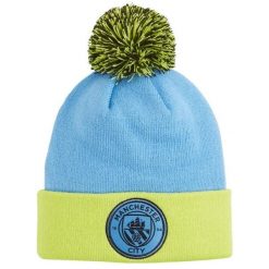 Młodzieżowa czapka beanie z pomponem Manchester City PUMA Magic Blue Yellow Glow. Niebieskia czapki zimowe Puma, bez wzorów. Za 142.99 zł.