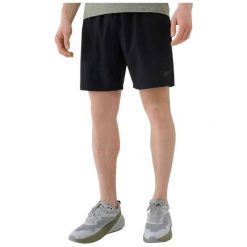 Spodenki treningowe szybkoschnące męskie 4F 4FWSS26TFSHM1278. Czarne krótkie spodenki sportowe 4F, m, bez wzorów, z elastanu. Za 80.99 zł.